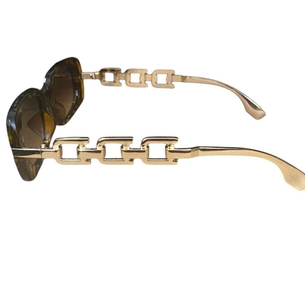 Y2K Sunglasses Leopard Print New Chain Link Style Legs Beautiful Glasses Retro - Picture 5 of 8